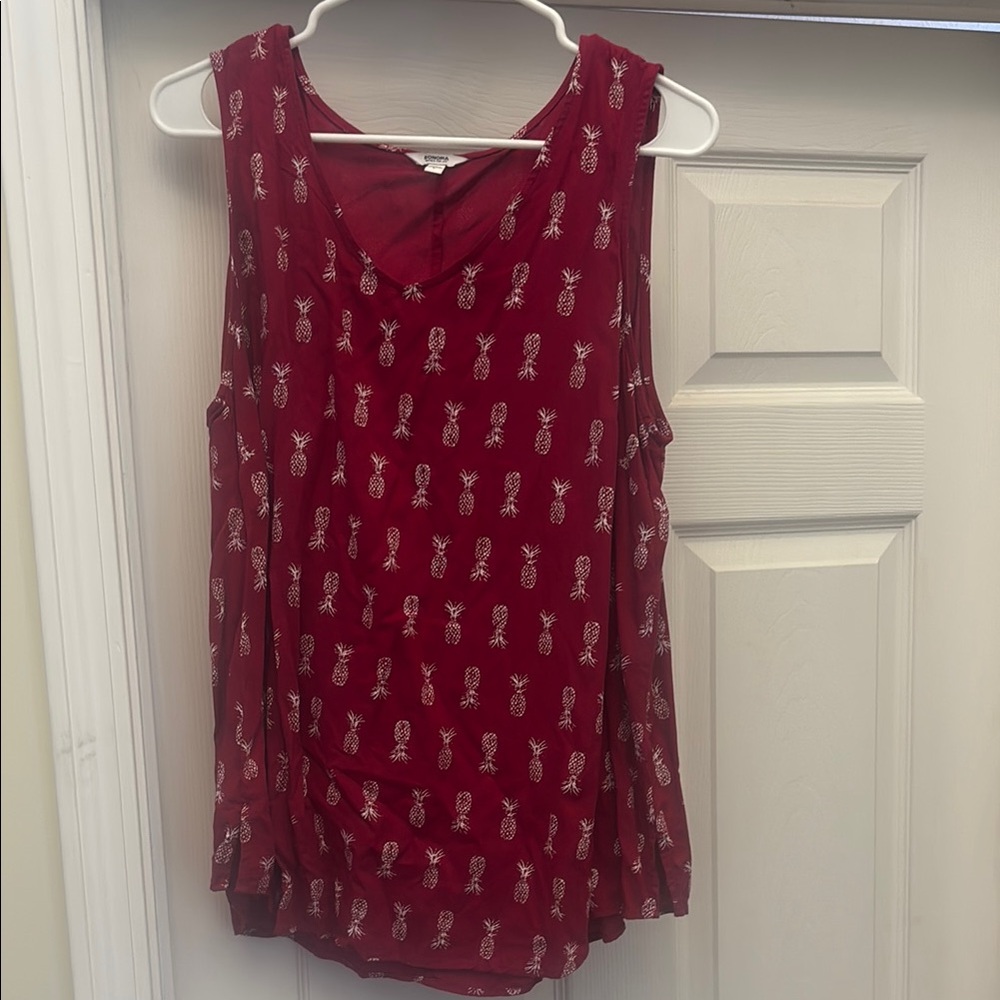 Sonoma Burgundy pink Pineapple Print Tank Top size large